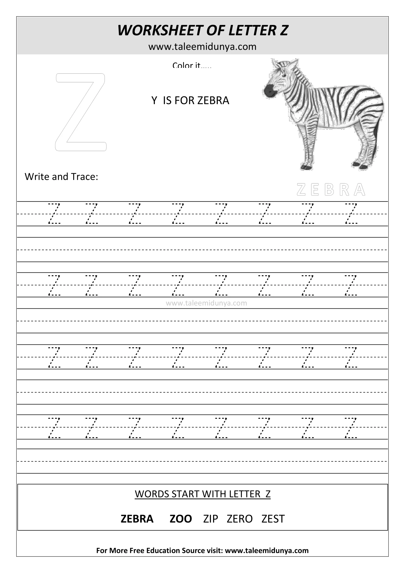 worksheet Z